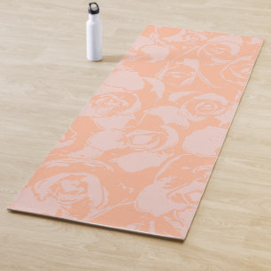 Tapete De Yoga Padrão de Ilustração Floral Rosa Na moda