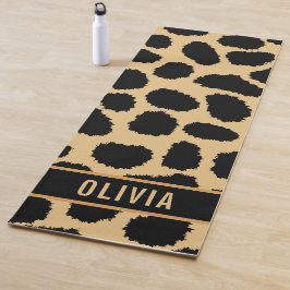 Tapete De Yoga Padrão de Impressão Animal Leopardo Nome Personali