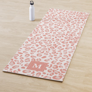 Tapete De Yoga Padrão de Impressão Animal Pink Leopard Monogram