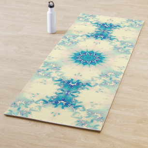 Tapete De Yoga Padrão de inverno do Floco de Neve Azul congelado