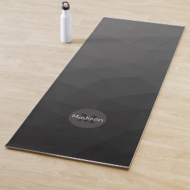 Tapete De Yoga Padrão de malha geométrica cinza escuro Monograma