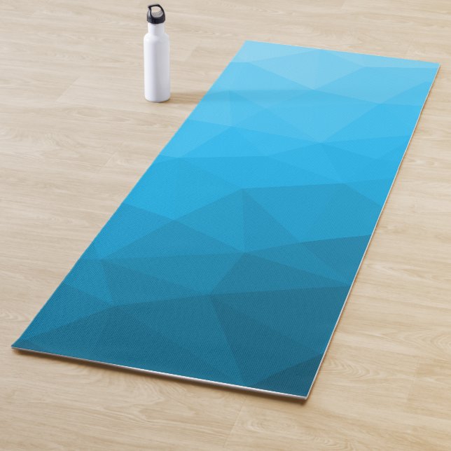 Tapete De Yoga Padrão de malha geométrica gradiente azul ciano (In Situ)