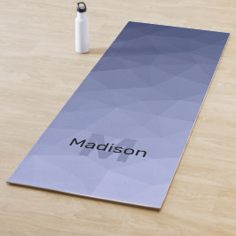 Tapete De Yoga Padrão de malha geométrica gradiente azul cinza Mo
