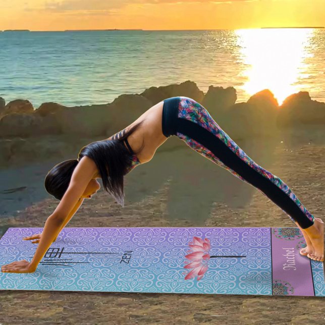 Tapete De Yoga Padrão de Mandala Roxo Personalizado Lotus Zen Kan (Criador carregado)