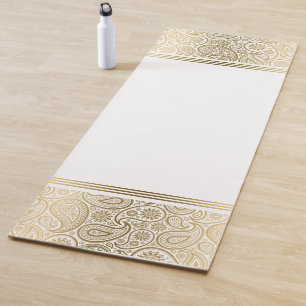 Tapete De Yoga Padrão de paisley de ouro elegante