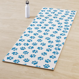 Tapete De Yoga Padrão De Patas, Patas Cachorros, Patas Azuis