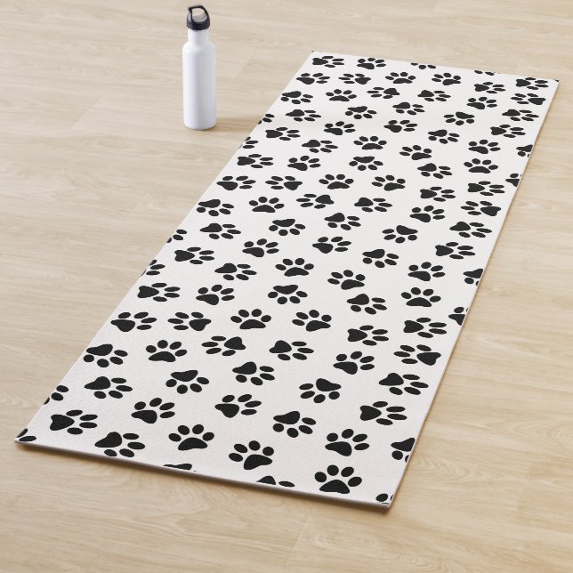 Tapete De Yoga Padrão De Patas, Patas Cachorros, Patas Negras (In Situ)