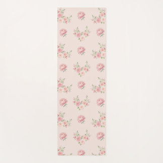 Tapete De Yoga Padrão de Peônia Rosa e Rosa