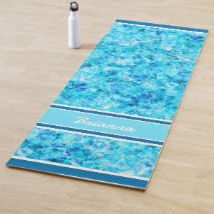 Tapete De Yoga Padrão de Polígono Azul Aqua Turquoise Personaliza