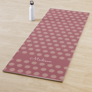Tapete De Yoga Padrão de Ponto de Glitter Dourado Rosa Personali