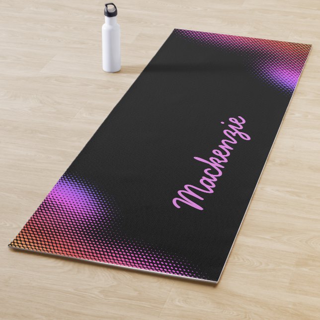 Tapete De Yoga Padrão de Ponto Rosa com Nome em PRETO (In Situ)