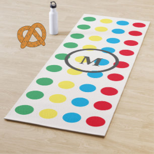 Tapete De Yoga Padrão de pontos coloridos divertidos Monograma Yo