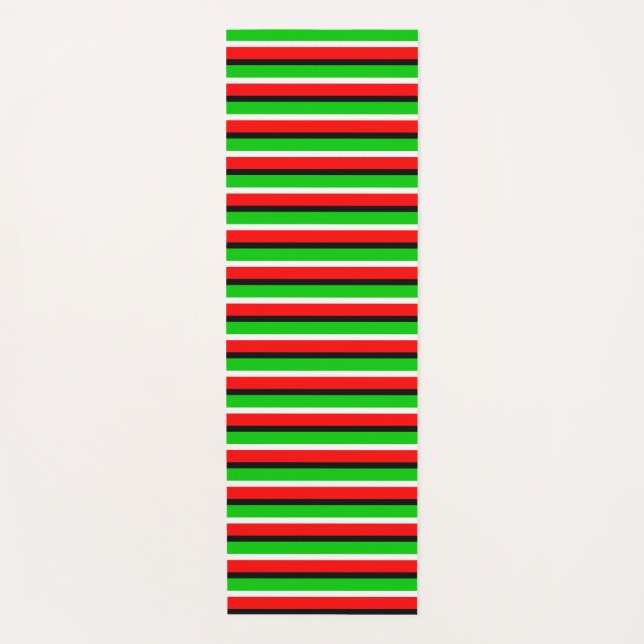 Tapete De Yoga Padrão de Stripe Verde Vermelho Design (Frente)
