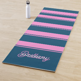 Tapete De Yoga Padrão de Stripes Azul e Rosa Personalizado