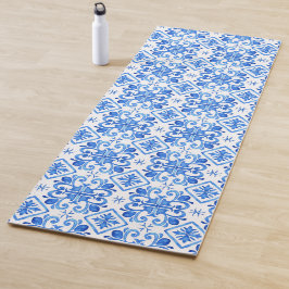 Tapete De Yoga Padrão de Toile Francês Azul