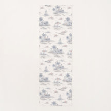 Padrão de Toile Francês Tropical Costeiro Azul