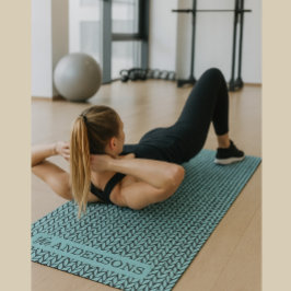 Tapete De Yoga Padrão de Tricô Turquesa e Carvão Personalizado