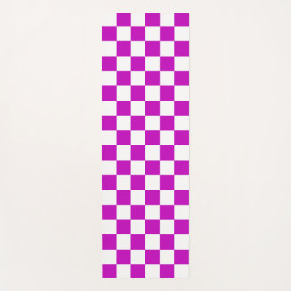 Tapete De Yoga Padrão de Verificação Branco Roxo