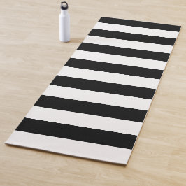 Tapete De Yoga Padrão Decorativo de Stripes Negras e Brancas com