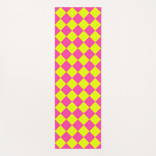 Tapete De Yoga Padrão do Verificador de Diamantes Amarelo-Rosa