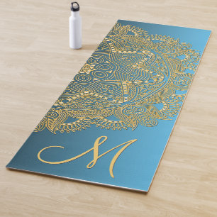 Tapete De Yoga Padrão Dourado De Arte Mandala No Céu De Verão
