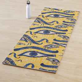 Tapete De Yoga Padrão Egípcio Amarelo e Azul - Olho de Horo