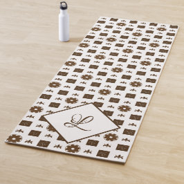 Tapete De Yoga Padrão Elegante Monograma Yoga Mat