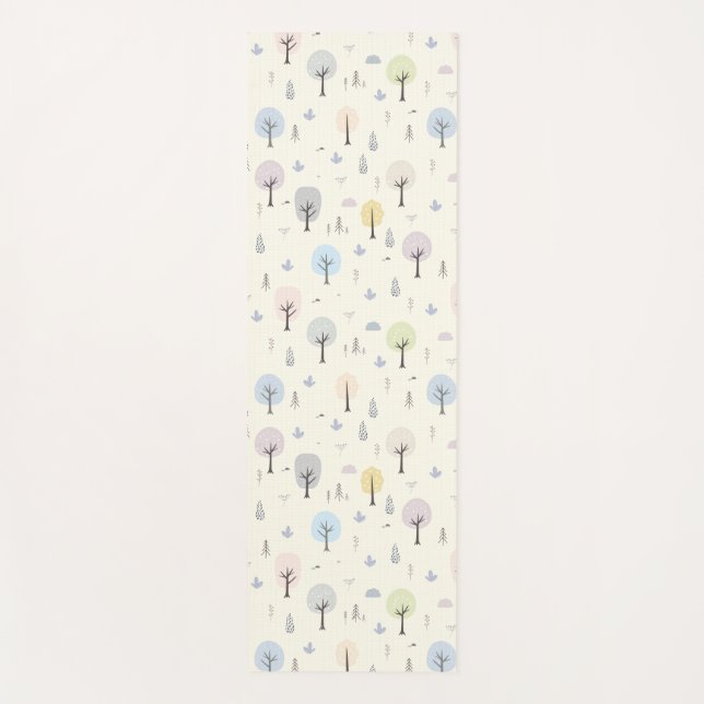 Tapete De Yoga Padrão Escandinavo da Floresta Sem Olhos (Frente)