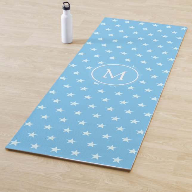 Tapete De Yoga Padrão estelar e monograma em turquesa Yoga Mat (In Situ)