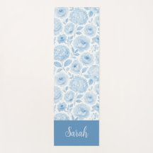 Padrão Floral Aquarela Azul Branco Nome Personaliz