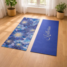 Padrão Floral Azul Moderno Dourado