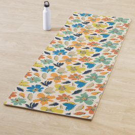 Tapete De Yoga Padrão Floral Boho Desenhado à Mão Abstrato