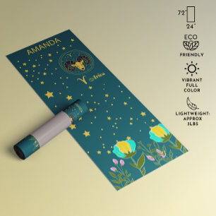 Tapete De Yoga Padrão floral botânico aquoso Aries Yoga Mat