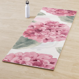 Tapete De Yoga Padrão Floral Botânico de Aquarela de Hortênsia Ro
