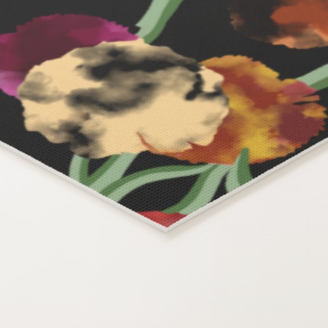 Tapete De Yoga Padrão Floral Brilhante com Folhagem Verde (Detalhe)