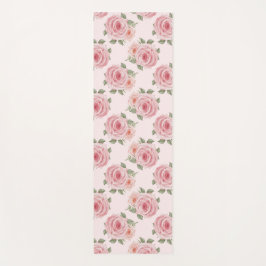 Tapete De Yoga Padrão floral de colheita floral, cor-de-rosa, ros