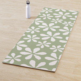 Tapete De Yoga Padrão Floral Menina Cor Verde Salvia Botânica Flo