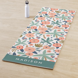 Tapete De Yoga Padrão Floral Moderno de Casa e Casa
