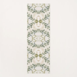 Tapete De Yoga Padrão Floral Neutro Elegante