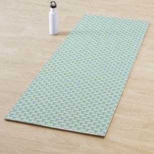 Tapete De Yoga Padrão Floral Vintage Azul Turquesa & Verde Oliva
