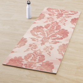 Tapete De Yoga Padrão Floral Vintage de Aquarela em Rosa Damask