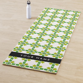 Tapete De Yoga Padrão Folha, Folhas Verdes, Seu Nome