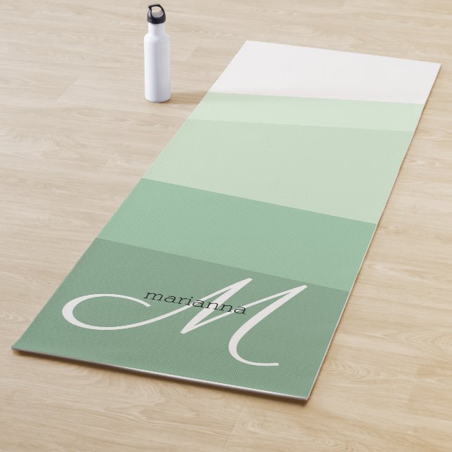 Tapete De Yoga Padrão Geométrico dos Tons Verdes Sage (In Situ)