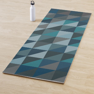 Tapete De Yoga Padrão Geométrico Moderno do Ombre Azul-na moda