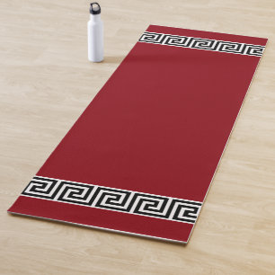 Tapete De Yoga Padrão Grego Elegante no Marrom-Vermelhado