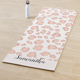 Tapete De Yoga Padrão-leopardo rosa-rosa-rosado com brilho rosa d