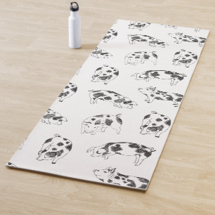 Tapete De Yoga Padrão Minimalista de Linha de Porco Cottagecore V