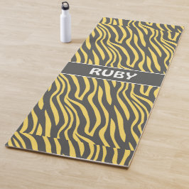Tapete De Yoga Padrão Mínimo Amarelo Marinho Zebra