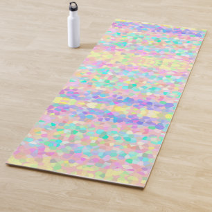 Tapete De Yoga Padrão Mosaico Verde Cor-de-rosa azul