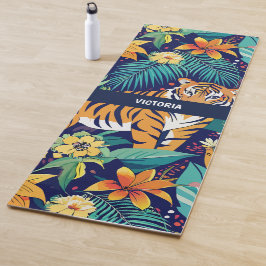 Tapete De Yoga Padrão Personalizado Floral de Tigre Selva